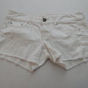 American Eagle Womens Cut Off Stretch White Denim Booty Shorts